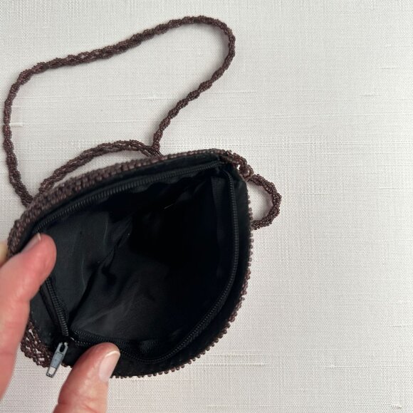 Vintage Beaded and Needlepoint Crossbody Coin Purse with Floral Design & Beaded - Picture 4 of 8